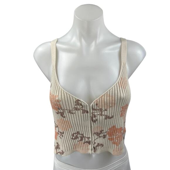 Free People Hook It Up Multicolor Floral Sleeveless Cami Corset Crop Tank Top XS - Picture 1 of 4